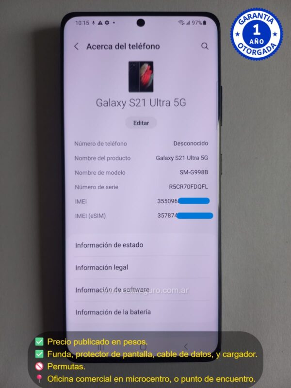 Samsung S 21 Ultra 12 Ram 256 Gb, Libre de Fabrica. Accesorios + Garantia. - Image 2